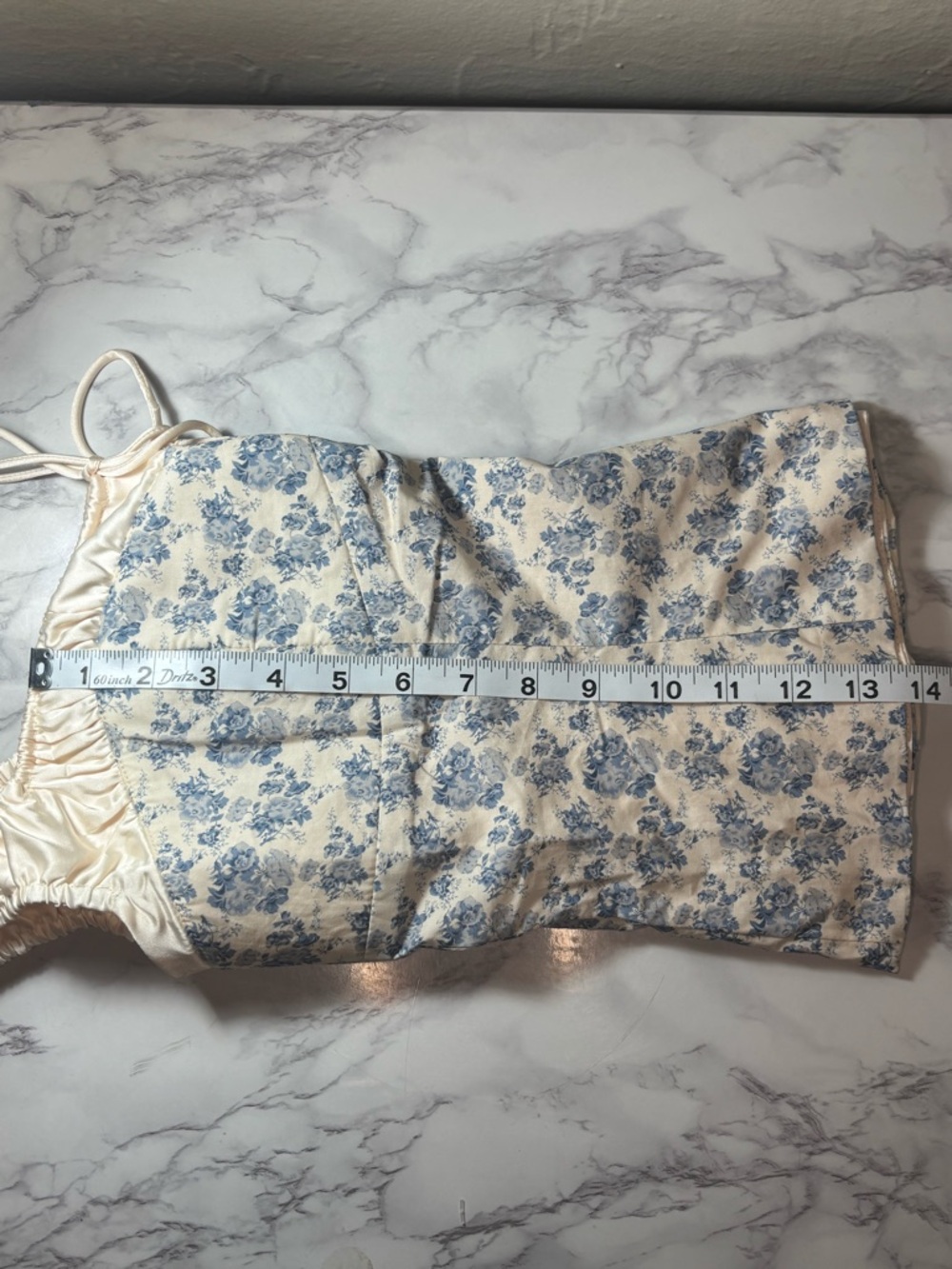 Astr The Label Floral Square Neck Tank Top in Cream & Blue - Picture 10 of 12